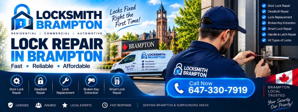 Door Lock Repair Brampton: locksmith repairing deadbolts, handles and latches